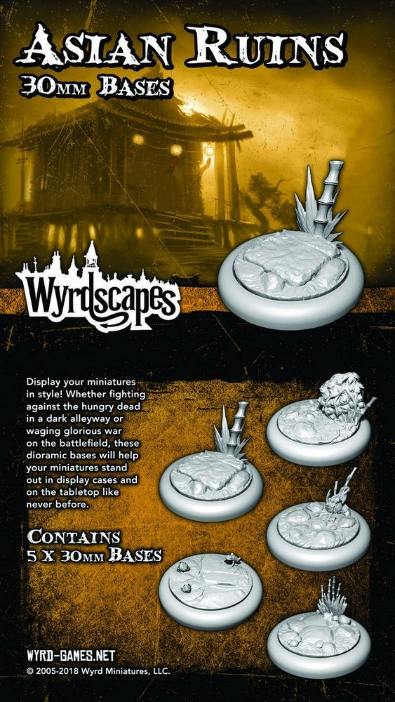 Wyrdscapes Asian Ruins 30mm Bases - 5 Pack